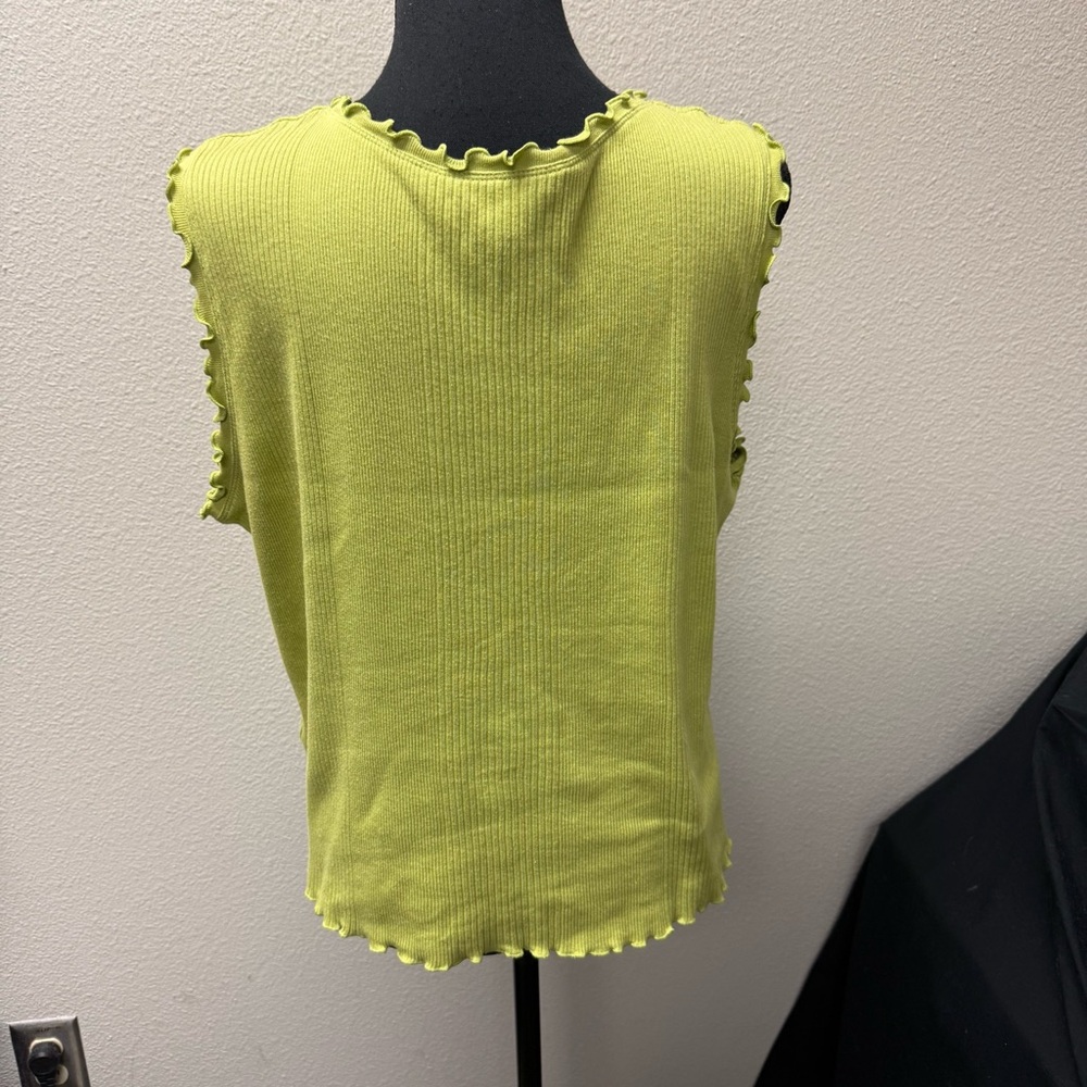 Josephine Chaus Sport Lime Green Ribbed Tank XL Cotton - Picture 4 of 9